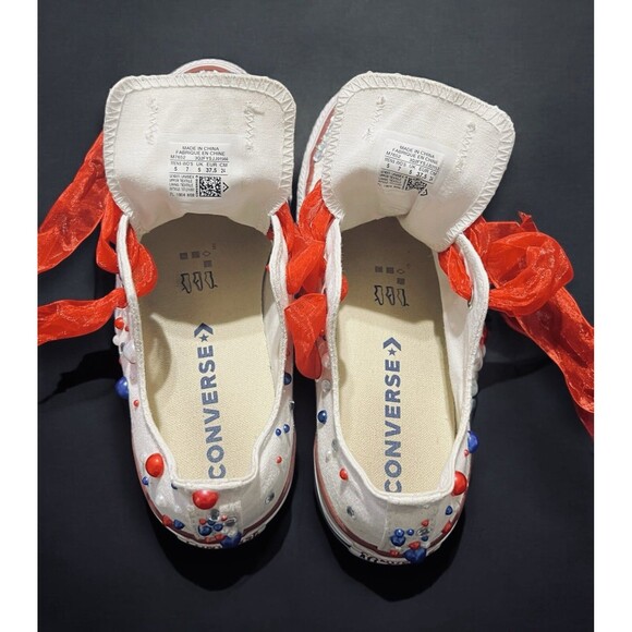 Converse Chuck Taylor Custom Bedazzled Patriotic Red White Blue USA M5 W7 - Picture 11 of 12